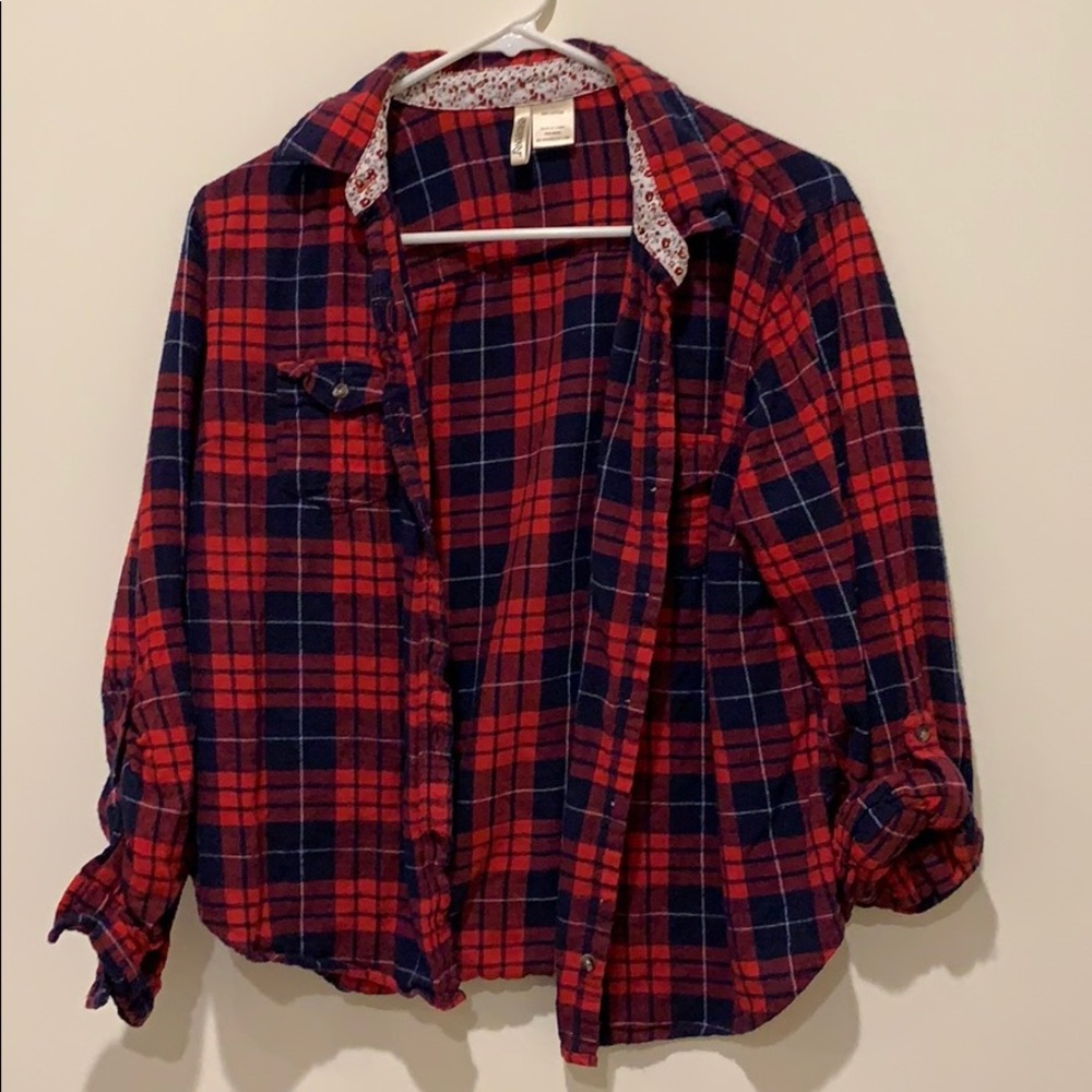 Red and Navy Blue Plaid Flannel